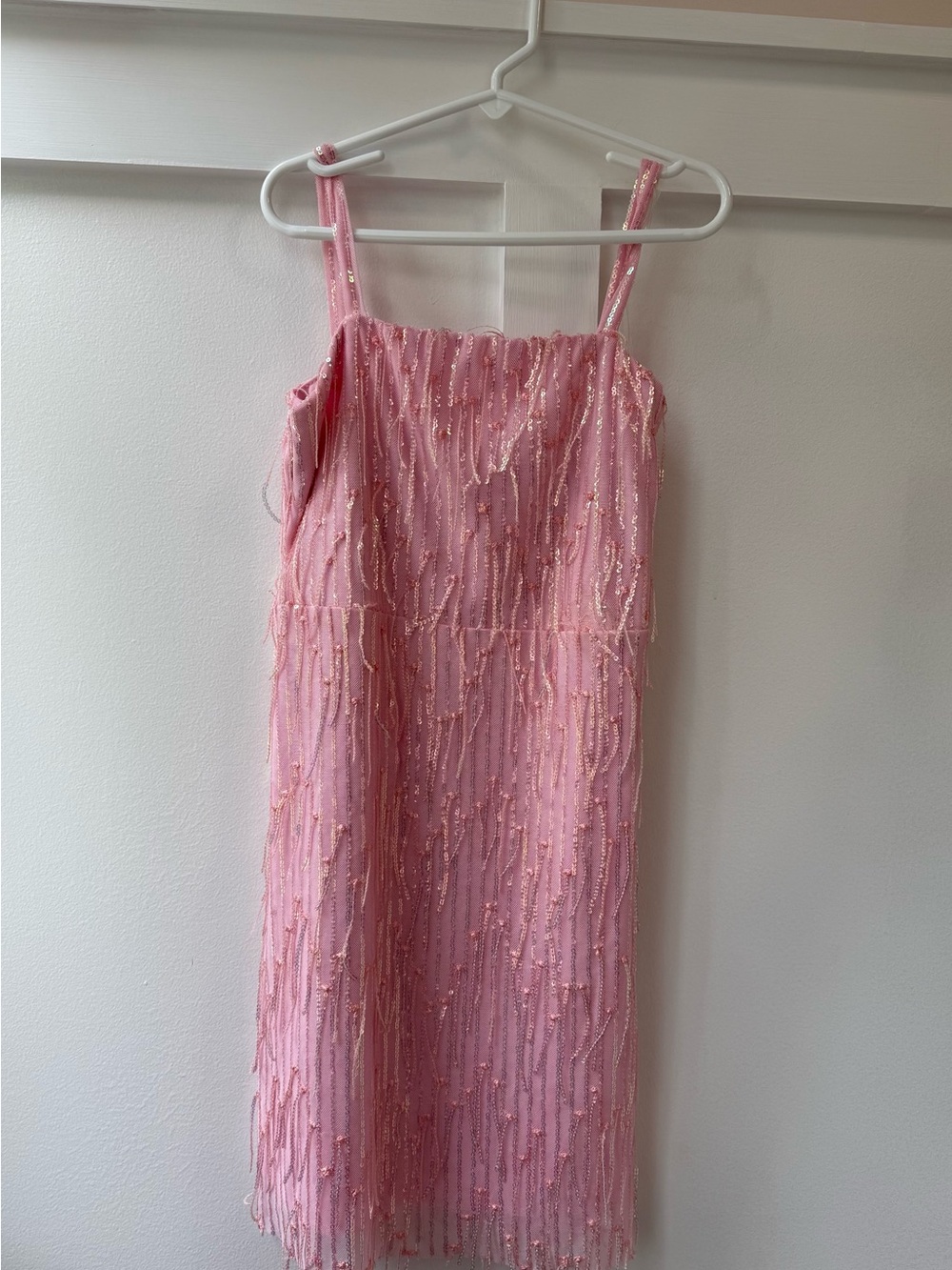 Kids Nordstrom Pink Beaded Spaghetti-Strap Dress